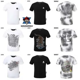 PLEIN Medusa Tiger Head Printed Diamond Short Sleeve T-Shirt-1982