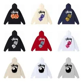 Stussy American style velvet dice hooded sweatshirt-2260