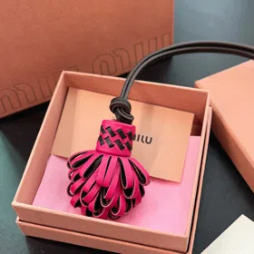 miumiu leather tassel flower bag lanyard pendant-3541