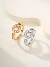 Bulgari Pave Diamond Letter Ring-3586