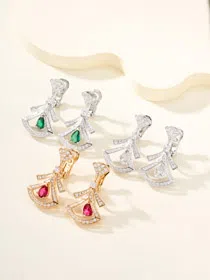 Bulgari diamond mini skirt water drop jewelry show earrings-3607