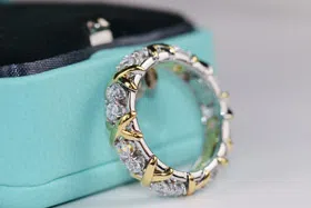 Tiffany full row diamond cross X ring-3675