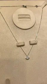 Bulgari small fan full diamond white gold necklace-3896