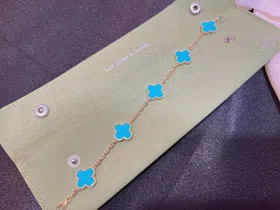 Van Cleef & Arpels five-flower turquoise bracelet-3910