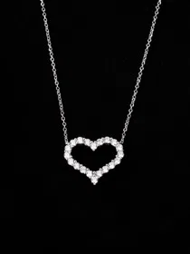 Tiffany heart shaped diamond necklace-4027
