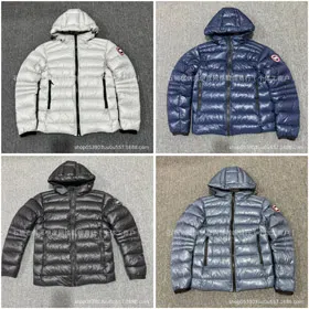 Canada Goose Crofton series solid color hooded zipper waterproof and windproof ultra-light puffer down jacket-4262