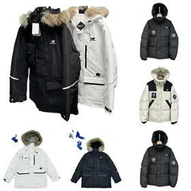 New Balance Embroidered Sports Zipper Hooded Mid-Length Workwear Down Jacket-4264