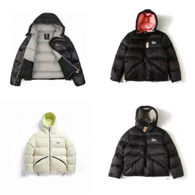 Stussy Micro Ripstop Down Parka Solid Color All-match Zipper Hooded Short Down Jacket-4351