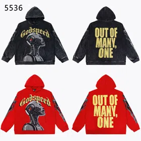 Godspeed Retro Washed Skull Print Loose-fitting Terry Hoodie-4561