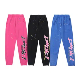 Sp5der  Spider web foam print pure cotton sweatpants-4621
