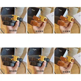 Celine with a gold buckle leather belt-4720