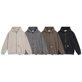 Carhartt heavy-duty washed and distressed hooded sweatshirt-4854
