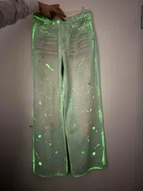 Acne Studios fluorescent green jeans-4967