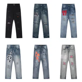 Amiri new distressed straight-leg jeans-5076