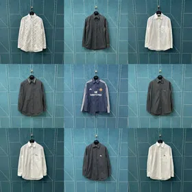 Balenciaga solid-color collared button-down long-sleeved shirt-5163