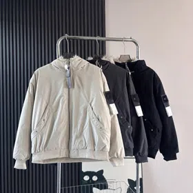 Stone Island warm hooded bomber jacket with fur collar-5188