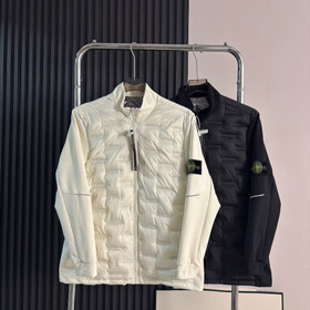 Stone Island lightweight down jacket with stand-up collar and button closure-5189