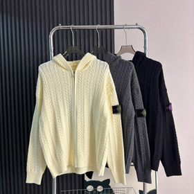 Stone Island zip-up hooded knitted sweater-5242