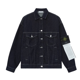 Stone Island vintage washed solid color denim jacket-5265