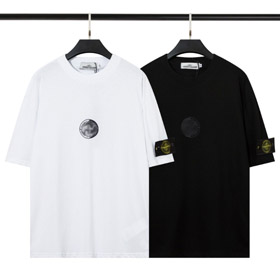 Stone Island double-layered black and white Tai Chi print short-sleeved T-shirt-5269