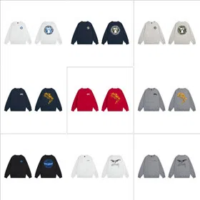 Stussy classic logo print black 8-ball long-sleeved crewneck sweatshirt-5278