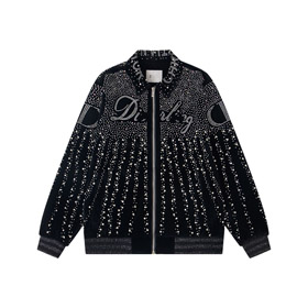 Dior new velvet baseball jacket with all-over hotfix rhinestone embellishments-5313
