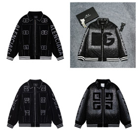 Balenciaga Givenchy velvet embroidered rhinestone men's casual loose baseball jacket-5328