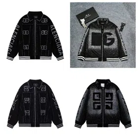 Balenciaga Givenchy velvet embroidered rhinestone men's casual loose baseball jacket-5328