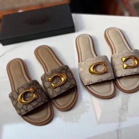 Coach new canvas flat slide sandals-5620
