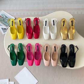 Dolce & Gabbana DG new square-toe open-back metallic high heels-5721