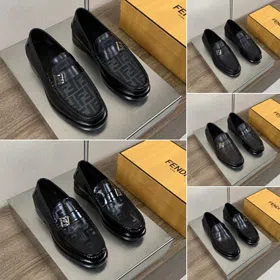 Fendi leather slip-on loafers with leather lining-5753