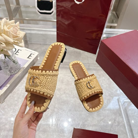 Gucci new handmade woven slippers with metal buckle-5756