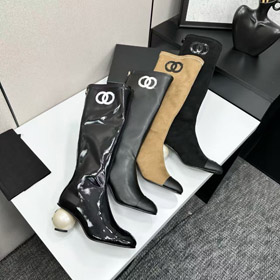 Chanel new knee-high boots with back zipper-5772