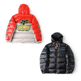 Supreme x Fox Racing Glossy Hooded Casual Down Jacket-5919
