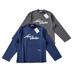 Acne Studios 3D embroidered cursive signature long-sleeved T-shirt-5923