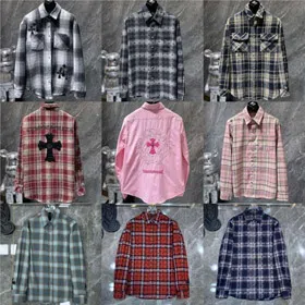 Chrome Hearts (CH) New Style Mixed-Material Plaid Shirt with Allover Print-6008