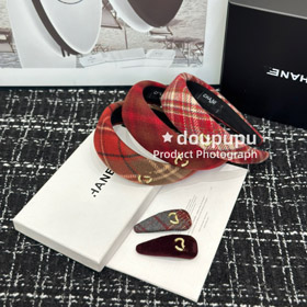 Chanel vintage check headband hair clip-6254