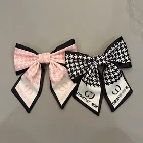 Dior's new satin houndstooth bow spring hair clip-6286