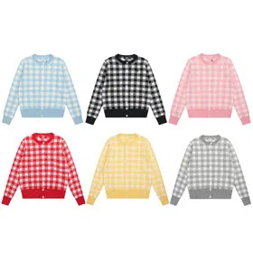 Polo Ralph Lauren Classic Check Jacquard Thin Slim Fit Knit Cardigan-6298