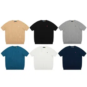 Polo Ralph Lauren Crew Neck Solid Color Knit Short Sleeve T-Shirt-6314