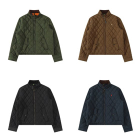 Polo Ralph Lauren Retro Diamond Pattern Stand Collar Cotton Jacket-6326