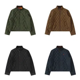 Polo Ralph Lauren Retro Diamond Pattern Stand Collar Cotton Jacket-6326
