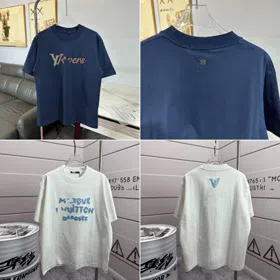 New Louis Vuitton & Balenciaga Short-Sleeve T-Shirt with Embroidered Logo-6345