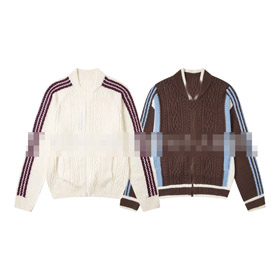 Adidas New Color Block Zip-Up Knit Cardigan Jacket-6378