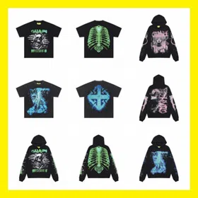 New GUAPI Skull Cotton Crew Neck Short Sleeve T-Shirt Loose Hoodie-6385
