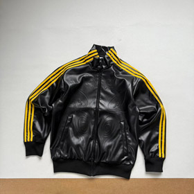 Adidas x OFFGOD Embossed Logo Leather Zip-Up Jacket-6407