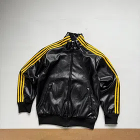 Adidas x OFFGOD Embossed Logo Leather Zip-Up Jacket-6407