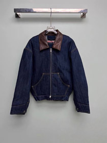 Acne Studios Leather Collar Oversized Short Denim Jacket-6425