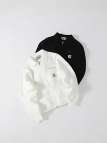 Carhartt WIP polo shirt collar zip-up cardigan sweater jacket-6428