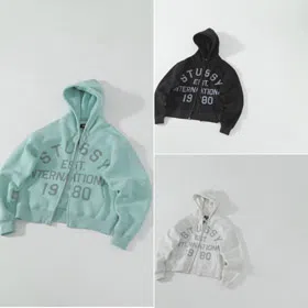 Stussy Zip-Up Cardigan Fleece Hooded Sweatshirt Jacket-6435